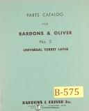 Bardons & Oliver-Bardons & Oliver No. 2, Geared Electric Turret Lathe, Parts List Manual 1948-#2-No. 2-02